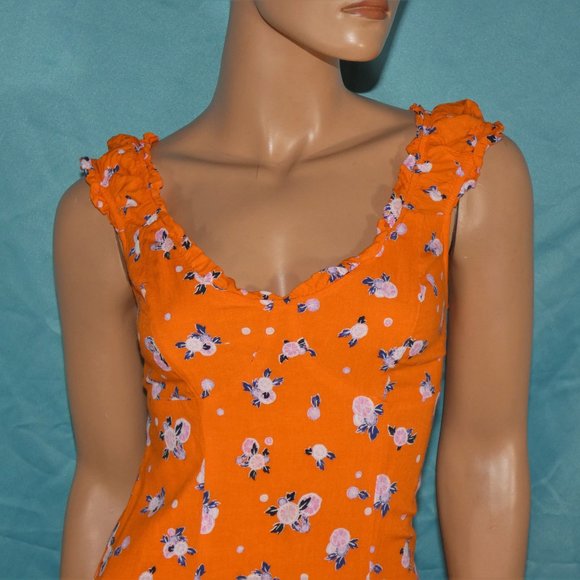 Cute Free People ruffle trim tangerine min dress XS - Picture 3 of 6